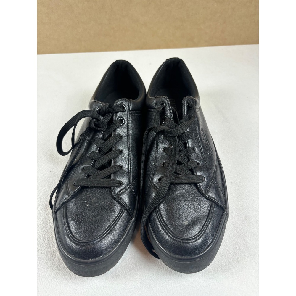 Guess Mens GMMALOW2-C Black Faux Leather Low Top Sneakers Neon Green Heel 10.5